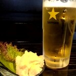 焼鳥 あばれん坊 - 生ビールと、お通し