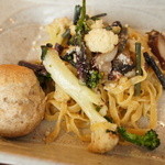 イロナキカゼ - ［2014.04］自家製ベーコンと春野菜のパスタ。