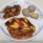 ゲンキー - 料理写真:煮玉子、ウズラフライ、オムライス