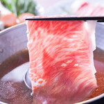 くろちく 万天 すき焼き・しゃぶしゃぶ - スライス和牛肉は口の中でほどけます。