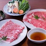 くろちく 万天 すき焼き・しゃぶしゃぶ - スライス和牛肉は口の中でほどけます。