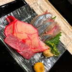 すし おおまさ - クジラベーコン、さんま刺し