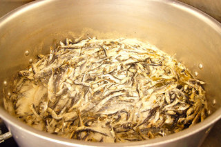 Nibo Shira-Men Aoki - 大量の煮干しスープを毎日仕込んでいます。