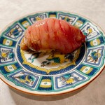 Mark Matsuoka Grill 中目黒 - お通しの肉寿司。これが美味しい。