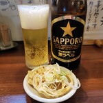 麺の風 祥気 - 瓶ビール￥600にお通し