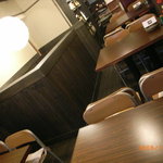 小山ゴールデン酒場 - テーブル席です。4名様用が４つ。学校の椅子が特徴的です。