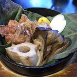 レストラン酢重正之 - ◆信州豚と秋の味覚の朴葉包み焼き＠１，２７０円