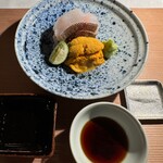 石葉 - お造り（アイナメ、雲丹）