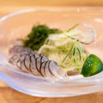 柚木元 - 2024.8 天龍鮎の背越し 芥子を乗せた酢味噌で