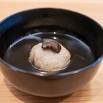 柚木元 - 2024.8 干したチチタケと蕎麦掻きのお椀