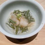 菊鮨 - 山口宇部の本ミル貝、秋田の蓴菜