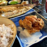 定食あさひ - 岩手焼魚定食（ほっけ）　withつくば鶏唐揚げ