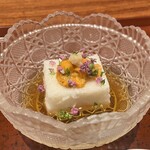 割烹 春 - 先付け　長芋羊羹、雲丹