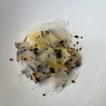 ヌキテパ - 産地忘れたけど、鮑とポテトのレモンシャーベット添え