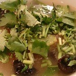 四川麻辣湯 - 牛肉、木耳、油菜、香菜をトッピング