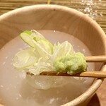 蕎麦切り 旗幟 - 蕎麦湯に薬味