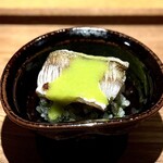 日本料理FUJI - ■カマスの飯蒸し　新銀杏
      爽やかな新銀杏をソースに、海苔の香りも一緒に楽しみます。
      この飯蒸しは、大のお気に入りシリーズです♪