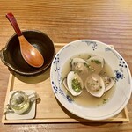 蕎麦切り 旗幟 - 小蛤酒蒸し950円