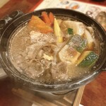 梅の花 - 黒毛和牛と夏野菜の牛すき煮、完成！