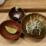 飯田商店 - つけ麺の薬味など