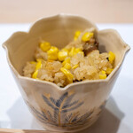 うを徳 - 2024.8 勝浦産栄螺（さざえ）青森産トウモロコシ「嶽きみ」おこわ