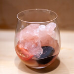 うを徳 - 2024.8 川中島白桃コンポートとシャーベット 藤稔（ぶどう）アメーラ（フルーツトマト）