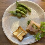 焼き鳥 のあみ - 鶏ハムのカプレーゼ　だだちゃ豆　厚揚げ