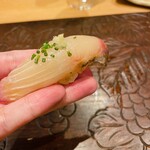 天ぷら たけうち - シマアジのお鮨