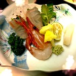 旅館玉子湯 - 真鯛菜の花山葵、平貝、牡丹海老