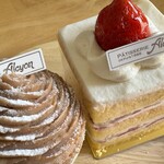 サロン・ド・テ・アルション 法善寺本店 - モンブランとショートケーキ