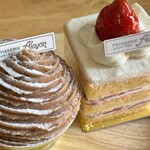 サロン・ド・テ・アルション - モンブランと苺のショートケーキ