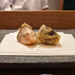 天 よこた - 椎茸＋海老のたたき