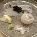 よこい - メイチダイ　活け造りと昆布締め