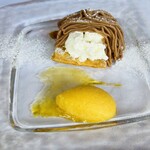 コム　シェ　ミッシェル - モンブランにマンゴーのアイスクリーム