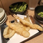 天ぷらと日本酒 明日源 - ちょい飲みセットの天ぷら①