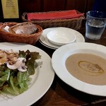 レストラン ボンジョリーナ 三鷹台 - 前菜とパン　このパンがまた雑穀系で美味しいです