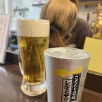 金町製麺 - 神泡のザ･プレミアム･モルツ500円・こだわり酒場のレモンサワー420円