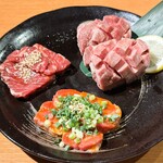 焼肉 犇 - タンの食べ比べ2種+犇上ハラミ