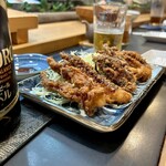 寿し辰 - げその唐揚げ（¥650税抜）
      こちらも女将さんの一品料理。これ以上ビールにピッタリなつまみもなかなかないでしょ♪(≧∀≦)☆