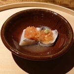 温石 - 疣鯛の蒸し､叩きトマトと山葵添え