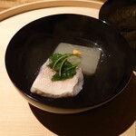 温石 - 白甘鯛､冬瓜に地辛子添え､蔓菜と柚子