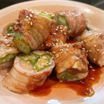 ポチの家 - オクラ生姜肉巻き焼