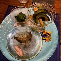 Gibier MIYAMA - 深山　本モロコ　南蛮漬け　落花生おおまさり　夏野菜ゴーヤ　オクラ　南瓜　ヤングコーン　モロヘイヤ