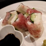 美食クラブ まさき家 - 長芋とネギトロの生春巻き