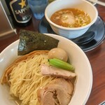 麺の風 祥気 - 海老と昆布水のつけそば(塩·海老しんじょう入り)￥1200