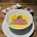 酒肴場 屯 - 【限定】濃厚嶽きみ冷やしらぁ麺¥1500、海鮮丼¥500