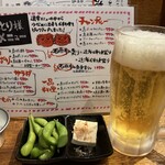 あっき - 生ビール660円とお通し
