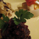 nacon - 0911前菜盛り、右の黒いのはパルミジャーノ・レッジャーノのバルサミコ酢漬。