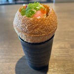 ワインとスパイス小料理 Dal Mellow - ダルプリウマ。パニプリがいつもより強く焼き上げられててカリカリさも香りも強くなってた。よく焼きverも好き。