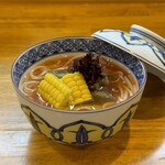 池下料理店 オオツボ - 焼きなすとトマト出汁半田素麺